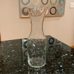 Vintage crystal wine carafe water pitcher with hand cut flower pattern
